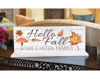 Personalized Fall Autumn Family Name Sign Decoration For Mantel or Shelf - SOLID WOOD  **FREE 2nd Day Air Shipping!**