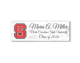 North Carolina State University Class Year Plaque With Name – Personalized for Student, Alumni or Graduation Gift