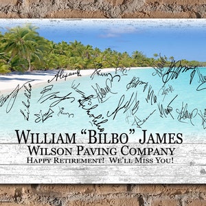 Personalized Beach Retirement Gift Plaque: Signable Keepsake