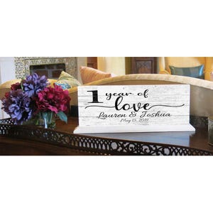 Anniversary Gift By Year Sign For Wedding Anniversary Personalized Names & Year For A Couple, Husband, Or Wife - Mantel Or Shelf Decoration