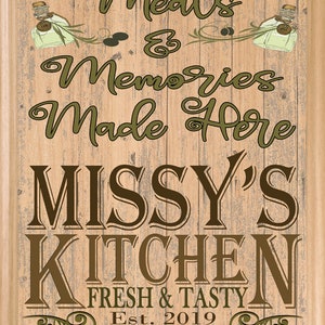 Personalized Kitchen Signs Custom Name Rustic Kitchen Wall Decor Hanging Maple Wood Art