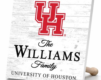 University of Houston Family Name Sign – Custom UH Wood Wall Decor – Cougars Gift