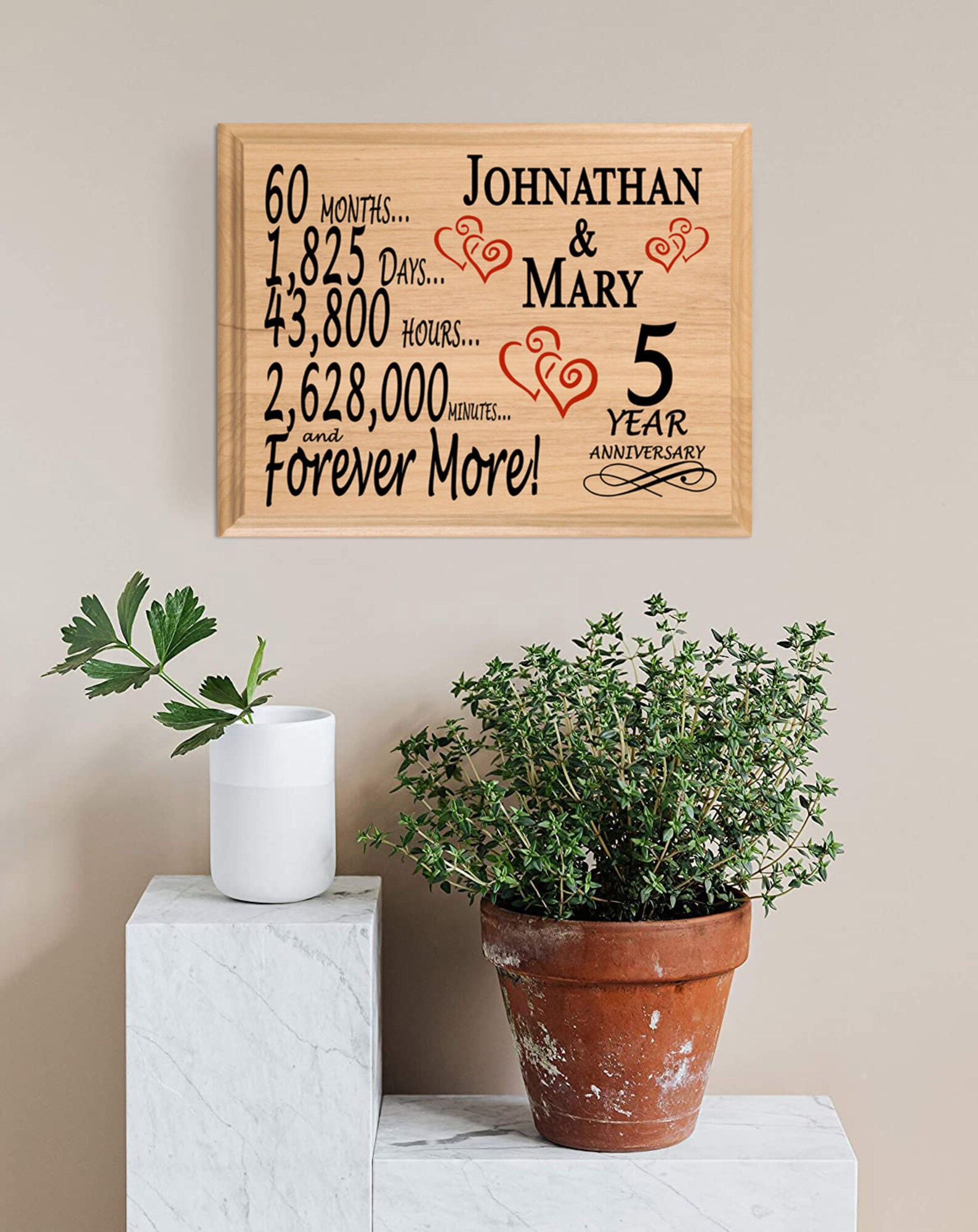 5th Anniversary Gift PERSONALIZED 5 Year Wedding Anniversary - Etsy