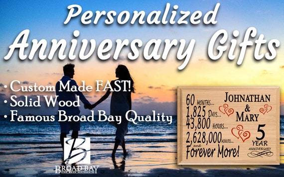 5th Anniversary Gift PERSONALIZED 5 Year Wedding Anniversary Gifts