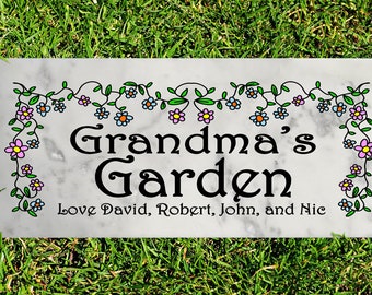 Custom Garden Stone Gift Personalized Sign Your Garden Outdoor Marble Stone for Grandma, Mom, Mother, Father, Dad, or Grandfather