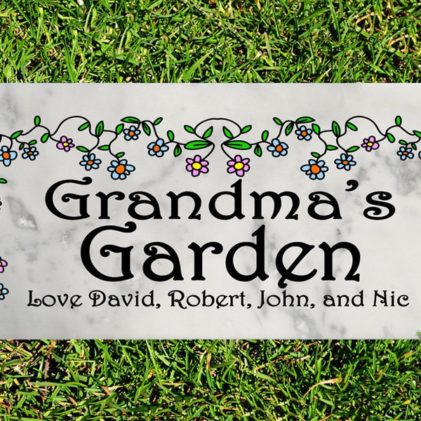 Custom Garden Stone Gift Personalized Sign Your Garden Outdoor Marble Stone for Grandma, Mom, Mother, Father, Dad, or Grandfather