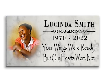 Personalized Photo Marble Memorial Stone: Loved One Loss Gift (12" x 6")
