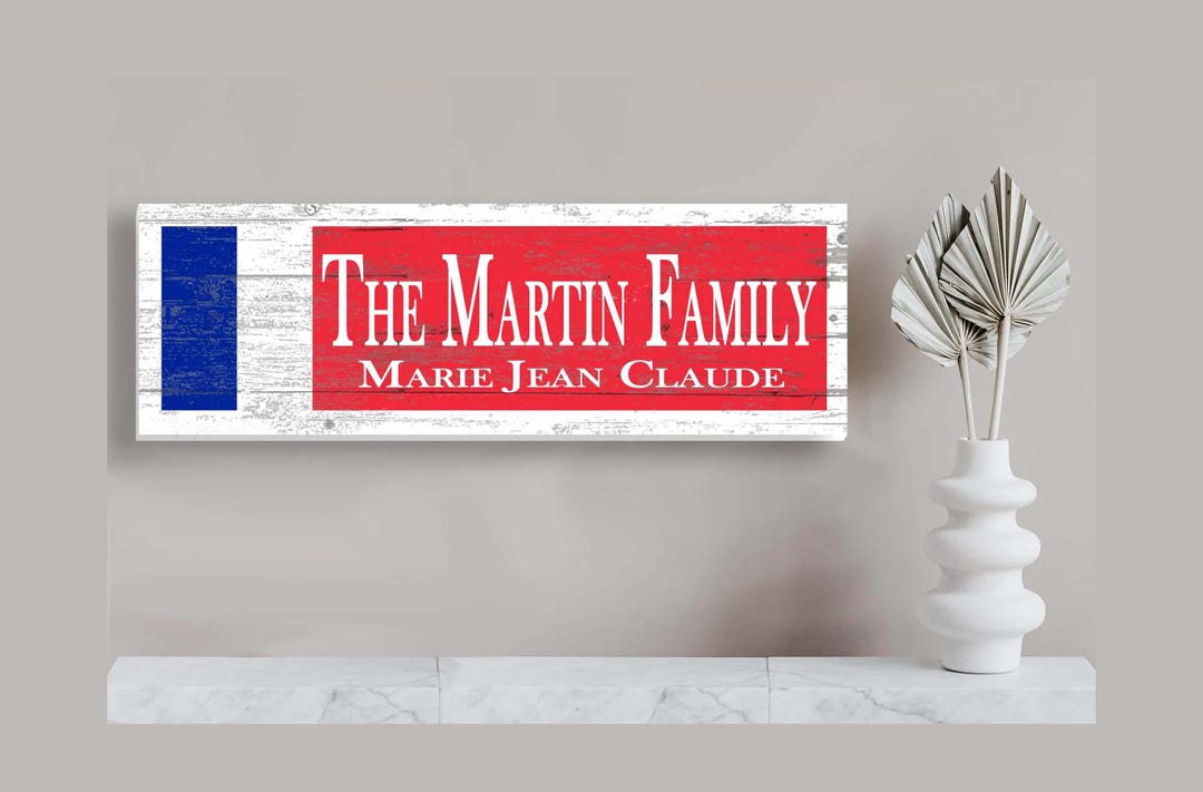 Custom French Sign Solid Wood French Flag Sign - Custom Family Name - Personalized Gift - Etsy