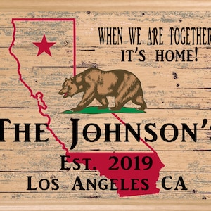 Customized California Home Sign Solid Maple Wood Personalized New Home State Wall Decor Housewarming Gift