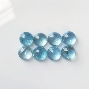 AAA Natural Aquamarine – 8mm Round Cabochon, Loose Gemstone for Jewelry Design