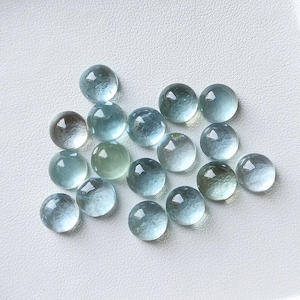 AAA 8mm Natural Aquamarine Cabochon – Round Loose Gemstone for Jewelry Making