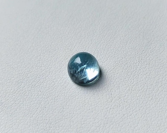 AAA 2.80ct Grey Blue Tourmaline Cabochon – 8mm Round Bi-Color Natural Gemstone for Jewelry Making