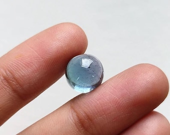 AAA 10mm Natural Gray Blue Tourmaline Cabochon – 5.50ct Round Bi-Color Tourmaline – Gray Tourmaline Loose Gemstone for Jewelry Making
