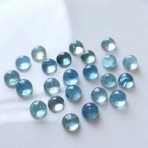 AAA 6mm Natural Aquamarine Cabochon – Round Loose Gemstone for Jewelry Making