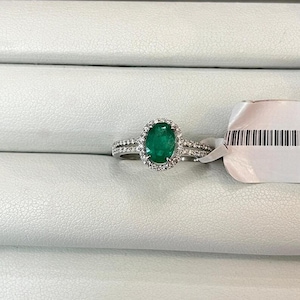 Oval Cut Emerald Ring – 925 Sterling Silver | May Birthstone Promise Ring | Proposal or Birthday Gift for Her