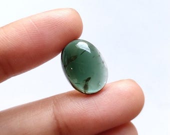 AAA 7.00cts Natural Green Tourmaline Cabochon – 15x11mm Oval Tourmaline Gemstone – Rare Green Tourmaline Loose Stone for Jewelry Making