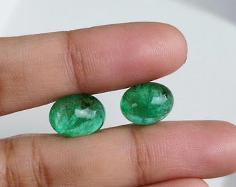 Cabochon ovale di smeraldo naturale AAA – 11,5×9,5 mm e 11×9 mm, gemme di smeraldo sfuse per la creazione di gioielli