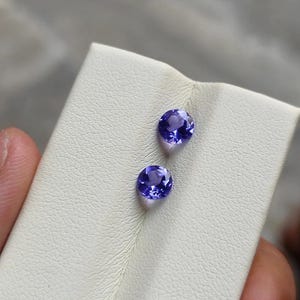 Lab Grown Tanzanite Round Pair (5mm–8mm) – Faceted Round Cut Gemstones – Loose Tanzanite Stone Pair for Jewelry Making