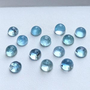 AAA Natural Aquamarine Cabochon – 7mm Round Loose Gemstone – Aquamarine Stone for Jewelry Making