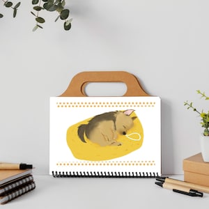 Illustration numérique de chiot endormi, art mural chien mignon, décoration de chambre d&#39;enfant, chien Yorkie imprimable, cadeau commémoratif pour animal de compagnie, art animalier confortable