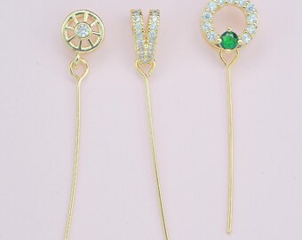 18K gold zircon connector DIY jewelry connector bracelet necklace components