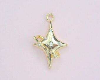 18K Gold North Star Pendant Charm: DIY Necklace Bracelet Kit
