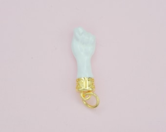 1 Pcs Gold Fist Charm - 18K Gold Filled CZ Pendant for Bracelet Necklace Making