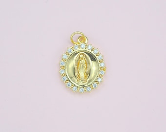 18K Gold Jesus Pendant Round Pendant DIY Bracelet Necklace Components