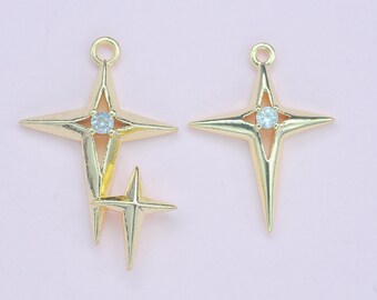 Star zircon pendant 18K gold pendant jewelry DIY bracelet necklace components