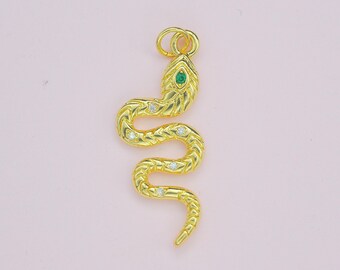 18K Gold Filled Snake Charm with CZ – Jewelry Making Supply