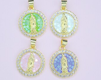 Round Jesus Pendant 18K Gold Plated Saint Benedict Pendant DIY Bracelet Necklace Components