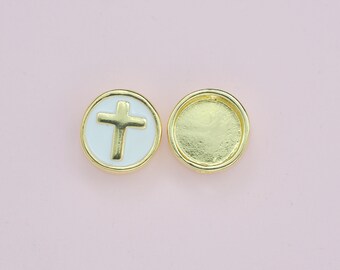 1 Pc 18K Gold Filled Enamel Cross Beads for DIY Christian Jewelry Making
