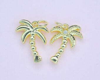 Gold CZ Palm Tree Pendant – 18K Gold Filled Charm