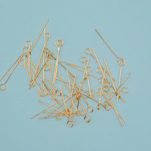 18K Gold Filled Ball Pins - Craft Earring Bracelet Supplies, 50 Pcs