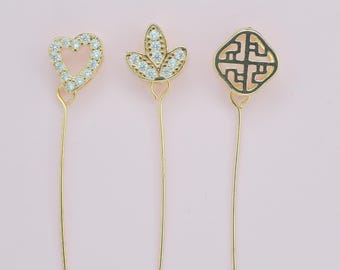 Gold Flower Head Pins Set | 18K Gold Filled Findings for Jewelry Crafting