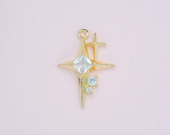 A star pendant, 18K gold, DIY bracelet, and necklace components.