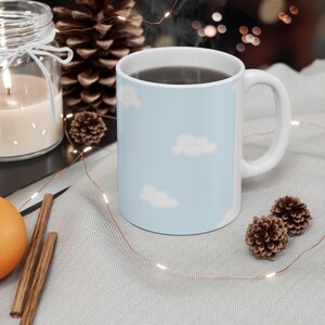 Sky Blue Clouds Ceramic Mug: Cozy Coffee or Tea Cup