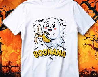 Ghost Boonana Halloween Shirt – Funny Banana Ghost Pun Tee, Spooky Cute Foodie Halloween Top