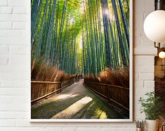 Kyoto Bamboo Forest Photo Bundle – Arashiyama Path Wall Art, Green Minimal Japan Prints, Printable Download Set for Living Room & Bedroom