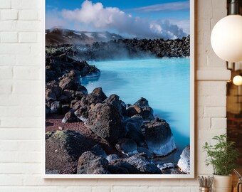 Iceland Blue Lagoon Photo Bundle (3 Vertical) – Geothermal Hot Spring Prints, Turquoise & Lava Rock Minimal Wall Art, Printable Set