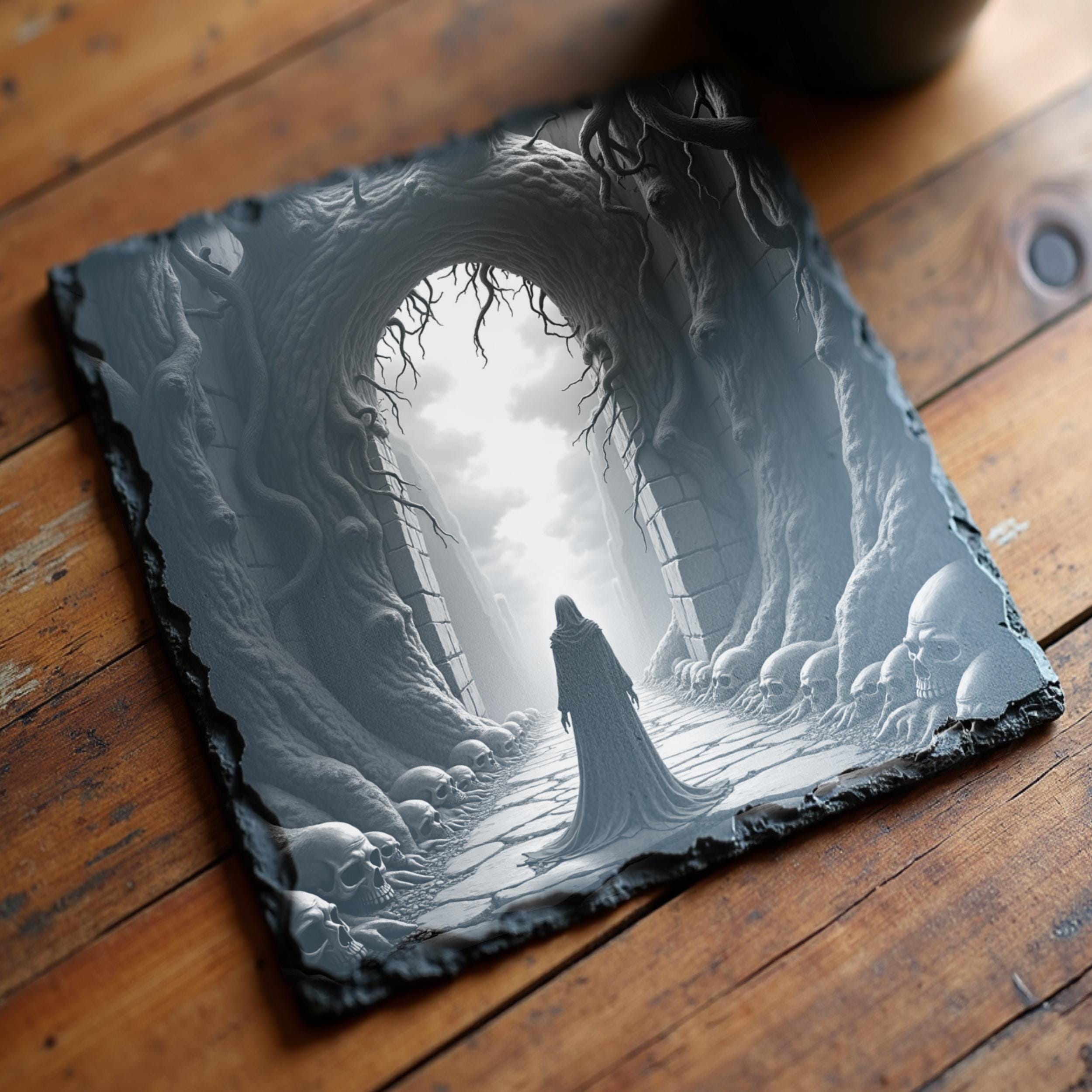 Gate of the Watcher – Dark Fantasy PNG for Slate Laser Engraving