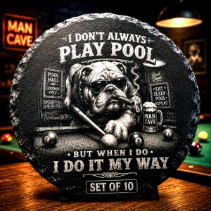 Pool Biljart SET van 10 PNG – Mancave Lasergravure – Leisteen Onderzetters – Laserbestand – Grappige Pool Designs