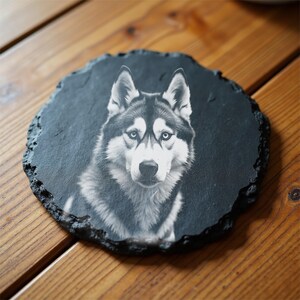SET VAN 4 Husky Gravure Afbeeldingen – Commerciële Licentie – Zwart op Wit – Laser PNG (Leisteen & Hout)