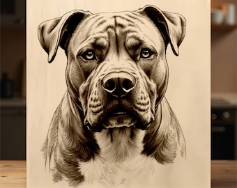 Ilustración de American Bully: conjunto de 4 imágenes grabadas con láser (PNG, 4000 x 4000 px, 300 DPI)