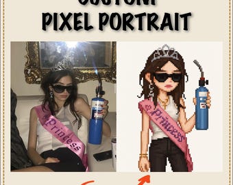 Personalized Pixel Character, Custom Digital Art, Custom Illustration, Portrait Drawing, Digital Art, Girlfriend Gift, Pixel Commision