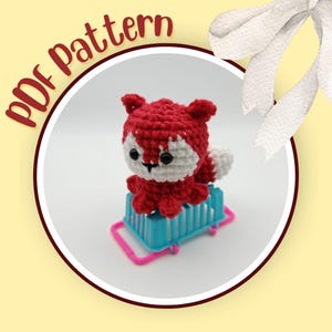 Sitting Fox Crochet Pattern, Low Sew Cute Mini Stuffed Fox Amigurumi, Handmade Fox Keychain, Crochet Fox Toy