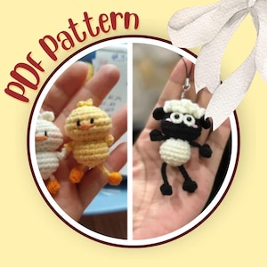Stretchable Legs Mini Animals Crochet Pattern, Cute Adjustable Dangling Legs Duck, Chicks and Sheep Amigurumi, Baby Animals Plush Toy