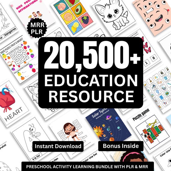20,500+ Educational Kids Resources Bundle| Kids Learning Bundle| DFY Digital Product Bundle | PLR Master Resell Rights, Classroom Activities