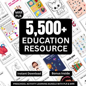 5500+ Kids PLR MRR Lernaktivitätspaket | Klassenzimmer & Homeschool Arbeitsblätter | DFY Digitales Produkt für Lehrer, Eltern, Wiederverkäufer.