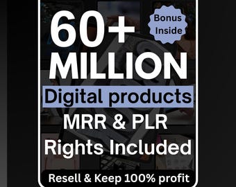 Paquete de más de 60 millones de productos digitales revendidos, ideal para generar ingresos pasivos, con derechos de marca privada y derechos de reventa maestra (MRR) (PLR).